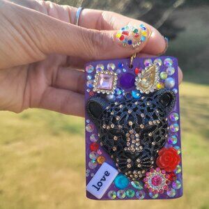 Glam Leopard Earrings – Sparkly Rhinestone & Beaded Animal Statement Jewelry